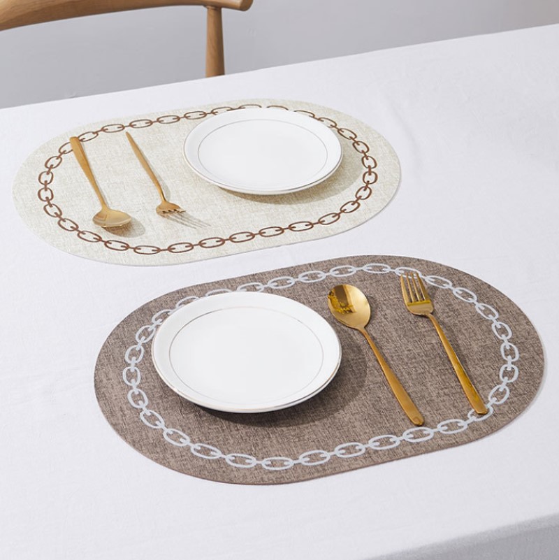 Kitchen Gadgets Luxury - Oval Masa Placemat Suni Deri Mutfak